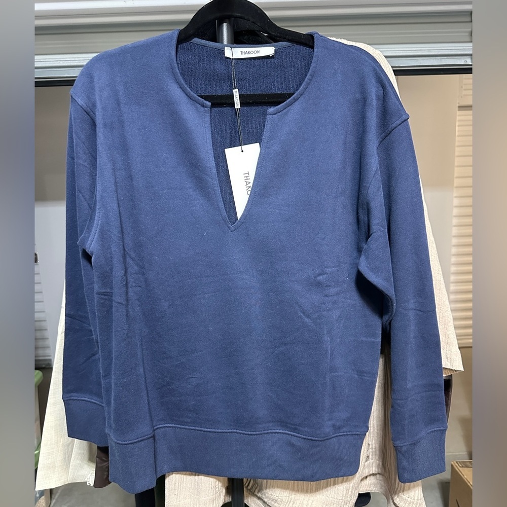 Thakoon | NAVY Deep V Sweatshirt